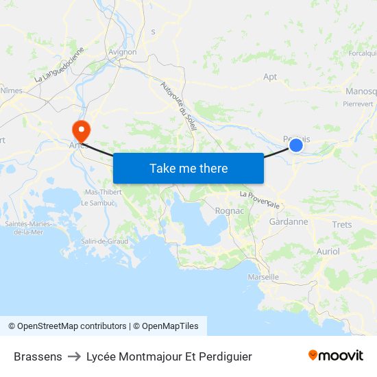 Brassens to Lycée Montmajour Et Perdiguier map