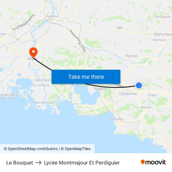 Le Bouquet to Lycée Montmajour Et Perdiguier map