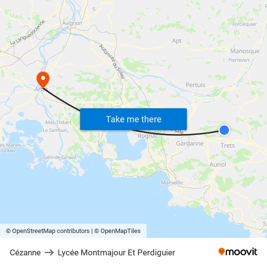 Cézanne to Lycée Montmajour Et Perdiguier map
