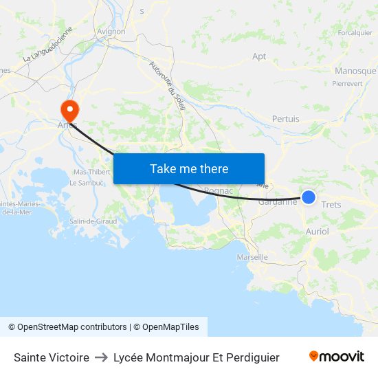 Sainte Victoire to Lycée Montmajour Et Perdiguier map