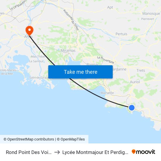 Rond Point Des Voiles to Lycée Montmajour Et Perdiguier map