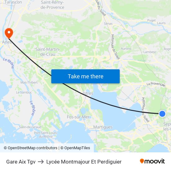 Gare Aix Tgv to Lycée Montmajour Et Perdiguier map