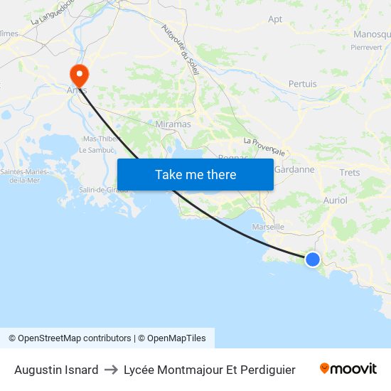 Augustin Isnard to Lycée Montmajour Et Perdiguier map