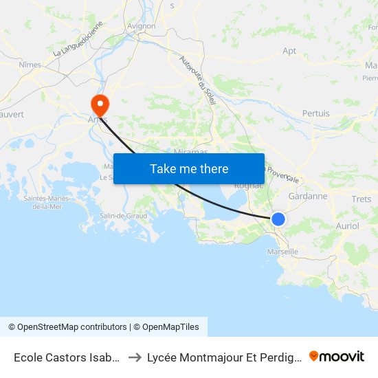 Ecole Castors Isabella to Lycée Montmajour Et Perdiguier map