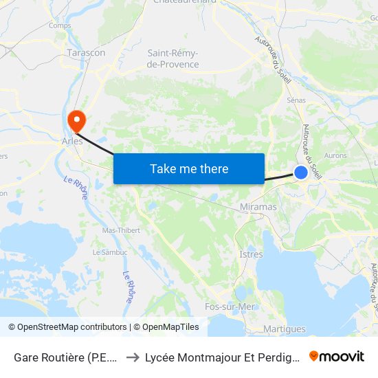 Gare Routière (P.E.M.) to Lycée Montmajour Et Perdiguier map