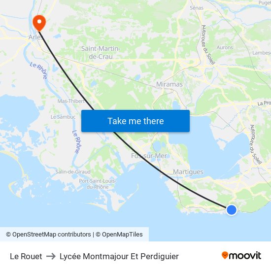 Le Rouet to Lycée Montmajour Et Perdiguier map