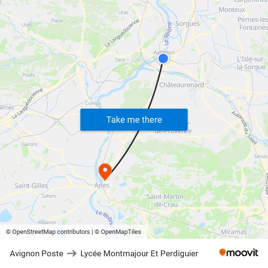 Avignon Poste to Lycée Montmajour Et Perdiguier map