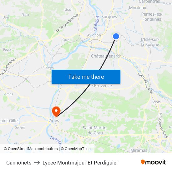 Cannonets to Lycée Montmajour Et Perdiguier map