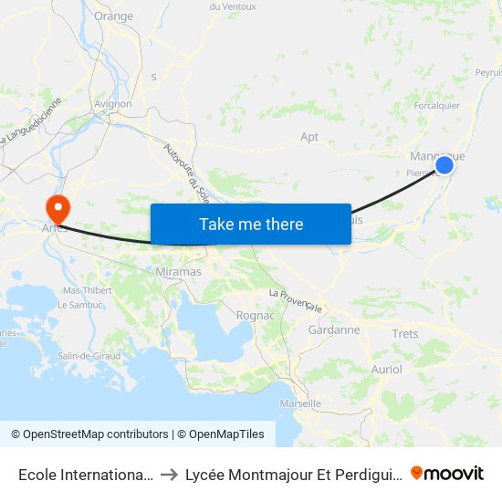 Ecole Internationale to Lycée Montmajour Et Perdiguier map