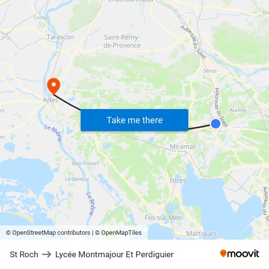 St Roch to Lycée Montmajour Et Perdiguier map