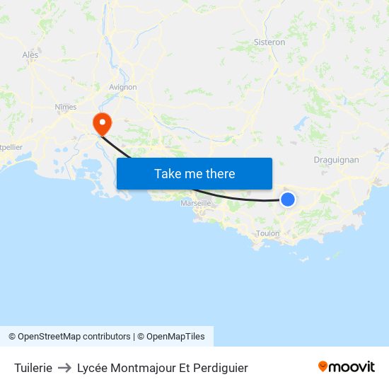 Tuilerie to Lycée Montmajour Et Perdiguier map