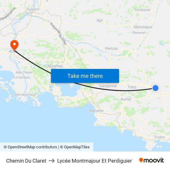 Chemin Du Claret to Lycée Montmajour Et Perdiguier map