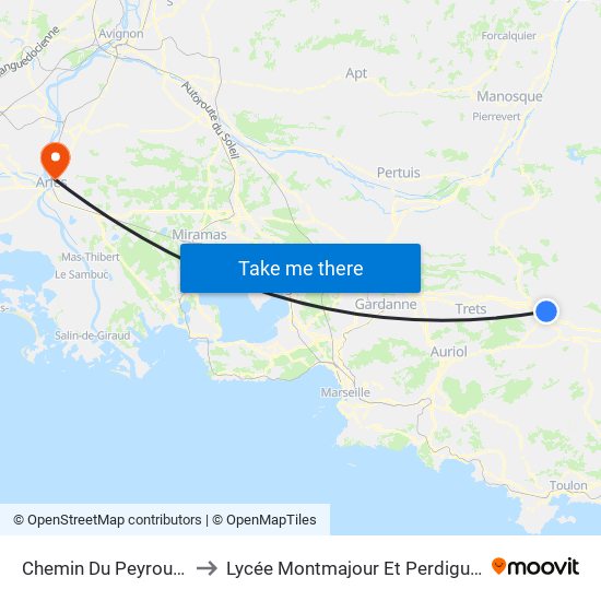 Chemin Du Peyrouas to Lycée Montmajour Et Perdiguier map