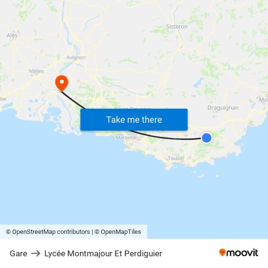 Gare to Lycée Montmajour Et Perdiguier map