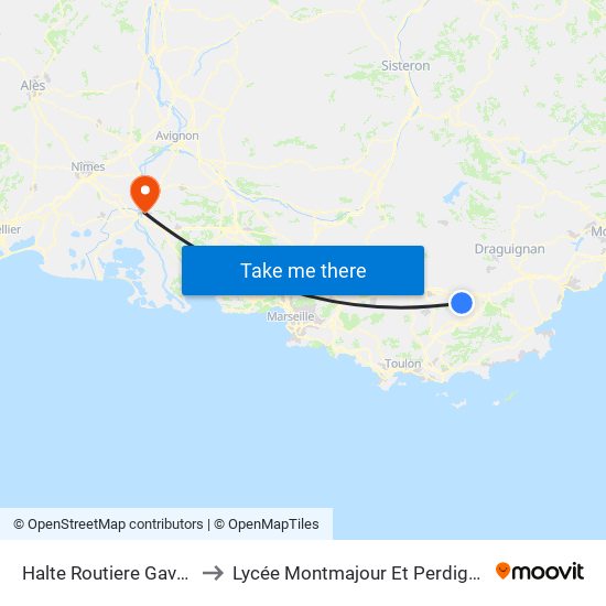 Halte Routiere Gavoty to Lycée Montmajour Et Perdiguier map