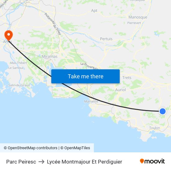 Parc Peiresc to Lycée Montmajour Et Perdiguier map