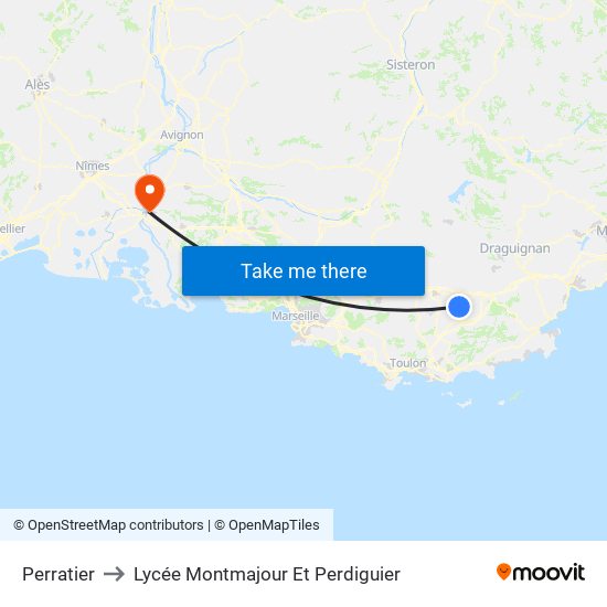 Perratier to Lycée Montmajour Et Perdiguier map