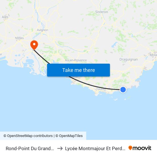Rond-Point Du Grand Bleu to Lycée Montmajour Et Perdiguier map
