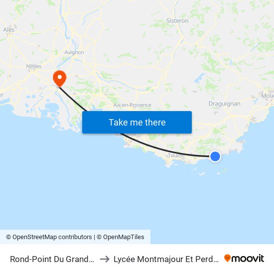 Rond-Point Du Grand Bleu to Lycée Montmajour Et Perdiguier map