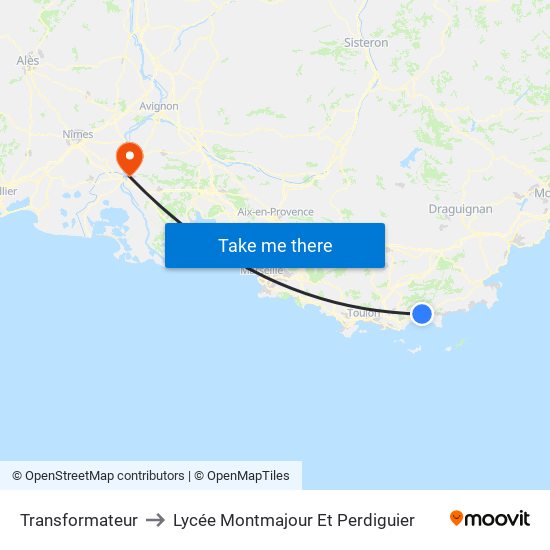 Transformateur to Lycée Montmajour Et Perdiguier map