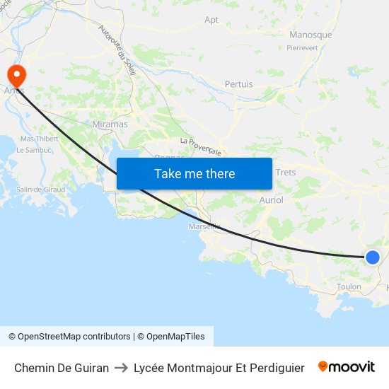 Chemin De Guiran to Lycée Montmajour Et Perdiguier map