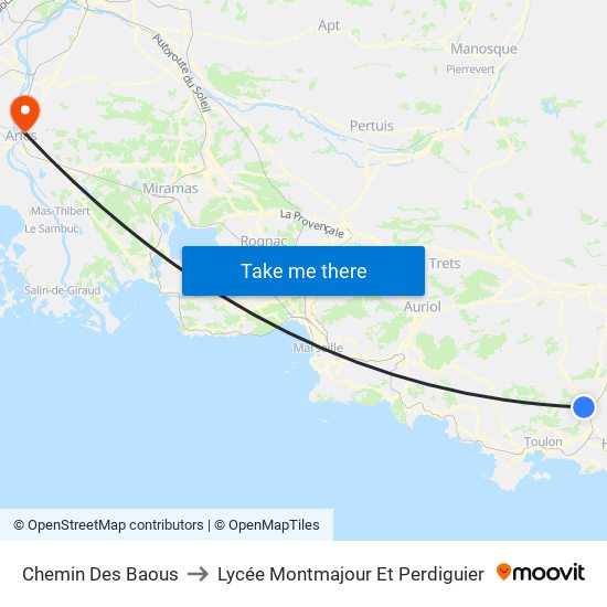 Chemin Des Baous to Lycée Montmajour Et Perdiguier map