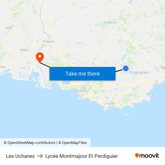 Les Uchanes to Lycée Montmajour Et Perdiguier map