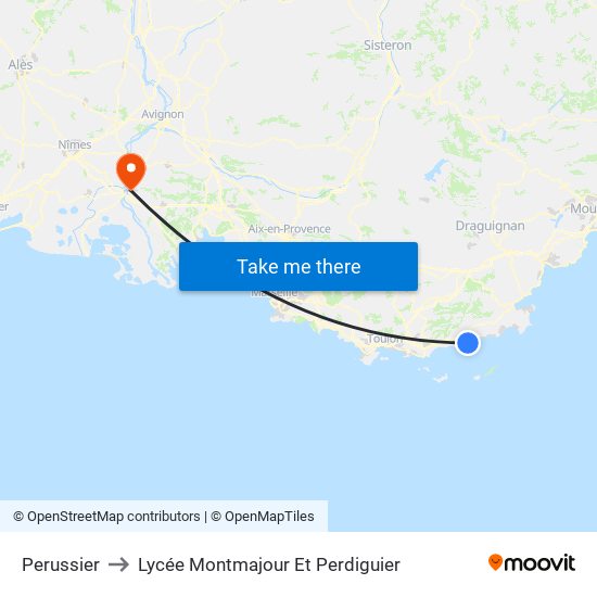 Perussier to Lycée Montmajour Et Perdiguier map