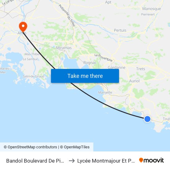 Bandol Boulevard De Pierreplane to Lycée Montmajour Et Perdiguier map