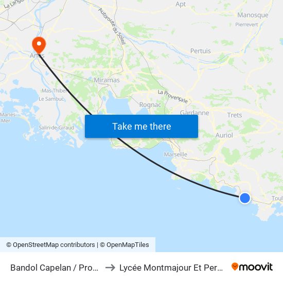 Bandol Capelan / Provence to Lycée Montmajour Et Perdiguier map