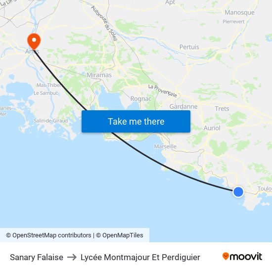 Sanary Falaise to Lycée Montmajour Et Perdiguier map