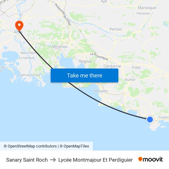 Sanary Saint Roch to Lycée Montmajour Et Perdiguier map