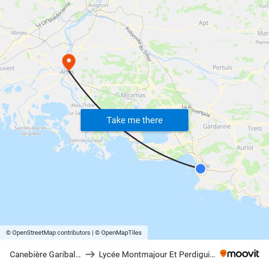 Canebière Garibaldi to Lycée Montmajour Et Perdiguier map