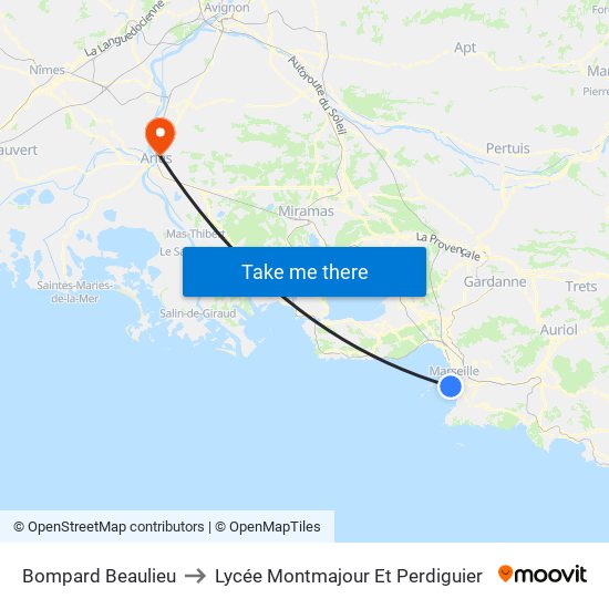 Bompard Beaulieu to Lycée Montmajour Et Perdiguier map