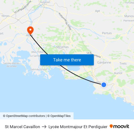 St Marcel Cavaillon to Lycée Montmajour Et Perdiguier map