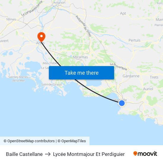 Baille Castellane to Lycée Montmajour Et Perdiguier map