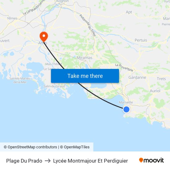 Plage Du Prado to Lycée Montmajour Et Perdiguier map