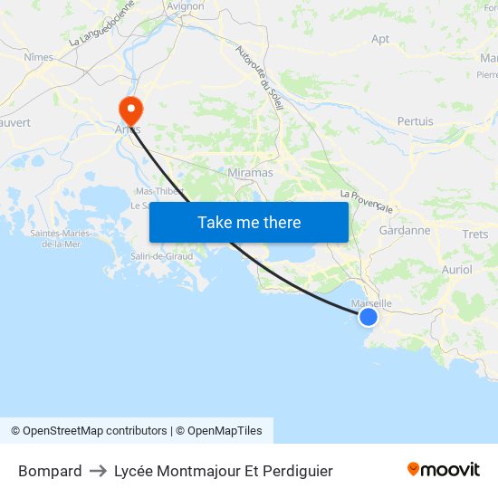 Bompard to Lycée Montmajour Et Perdiguier map