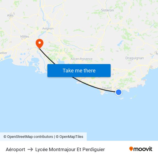 Aéroport to Lycée Montmajour Et Perdiguier map