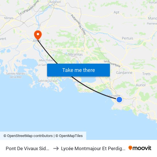 Pont De Vivaux Sidolle to Lycée Montmajour Et Perdiguier map