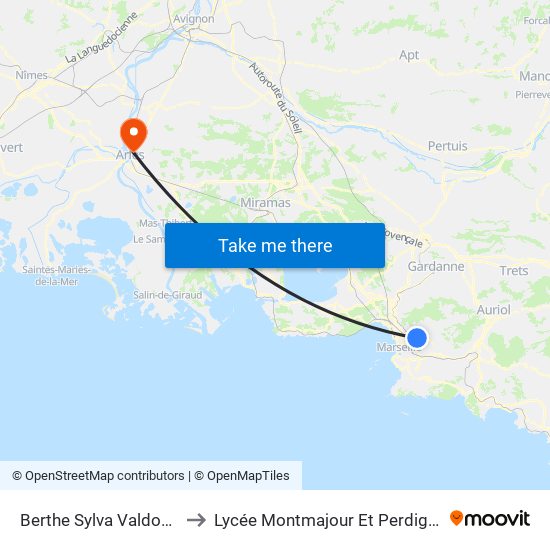 Berthe Sylva Valdonne to Lycée Montmajour Et Perdiguier map