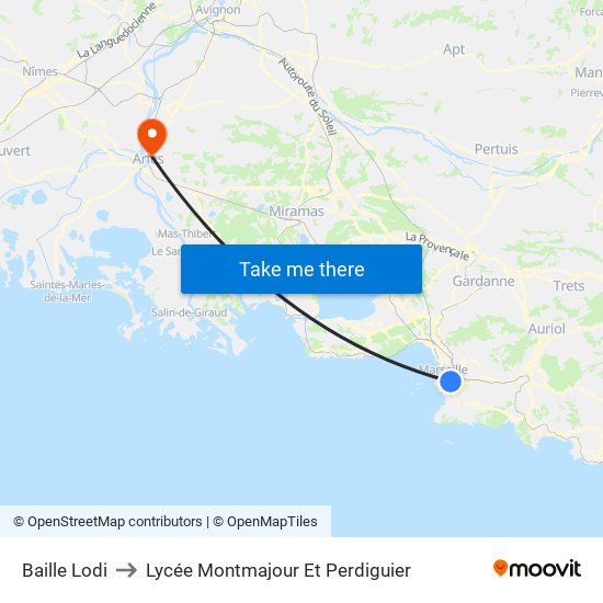 Baille Lodi to Lycée Montmajour Et Perdiguier map