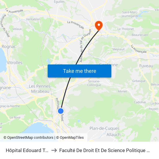 Hôpital Edouard Toulouse to Faculté De Droit Et De Science Politique - Site Schuman map