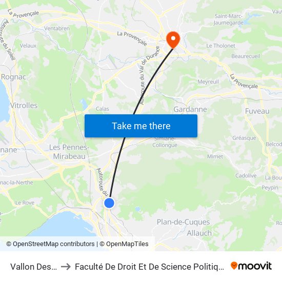 Vallon Des Tuves to Faculté De Droit Et De Science Politique - Site Schuman map