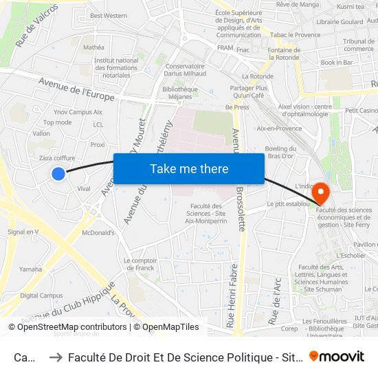 Camus to Faculté De Droit Et De Science Politique - Site Schuman map