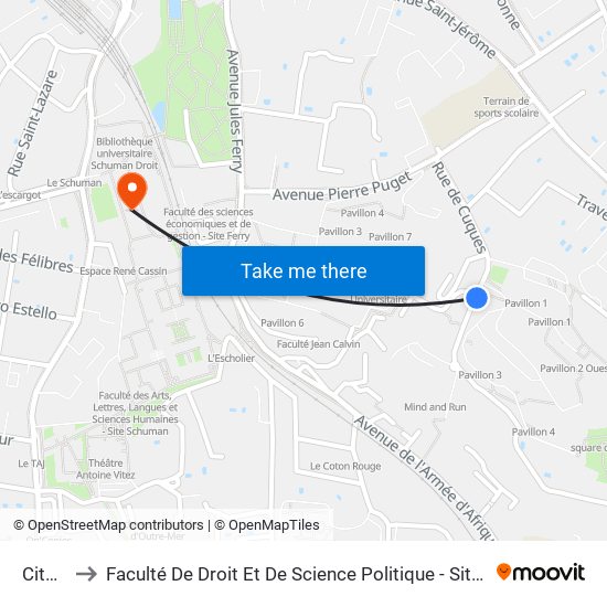 Cite  U. to Faculté De Droit Et De Science Politique - Site Schuman map