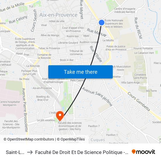 Saint-Louis to Faculté De Droit Et De Science Politique - Site Schuman map