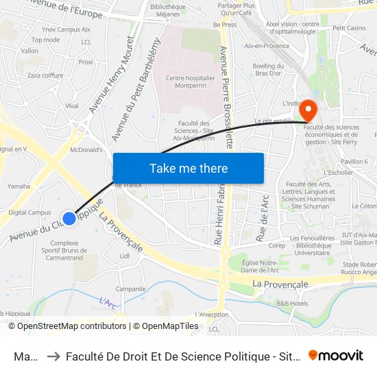 Martin to Faculté De Droit Et De Science Politique - Site Schuman map