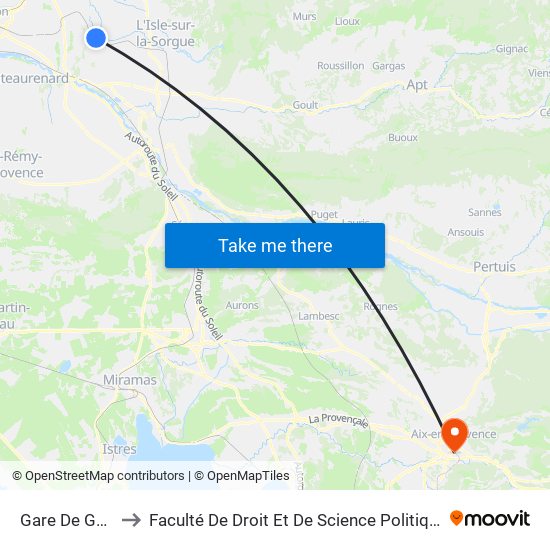 Gare De Gadagne to Faculté De Droit Et De Science Politique - Site Schuman map