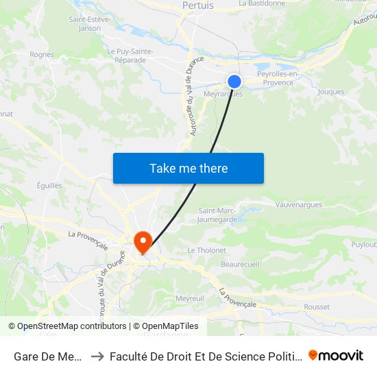 Gare De Meyrargues to Faculté De Droit Et De Science Politique - Site Schuman map